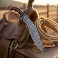 Saddle Ridge Damascus Kukri 15" Natural Wood Black Resin Handle Gurkha Survival Chopper