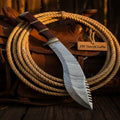 Damascus Kukri Knife with Rosewood Handle, 10" Blade