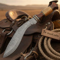 Damascus Machete Kukri Knife with Olive and Tali Wood Handle