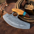 Alaskan Rocker Knife with Olive Wood Turquoise and Rosewood Handle