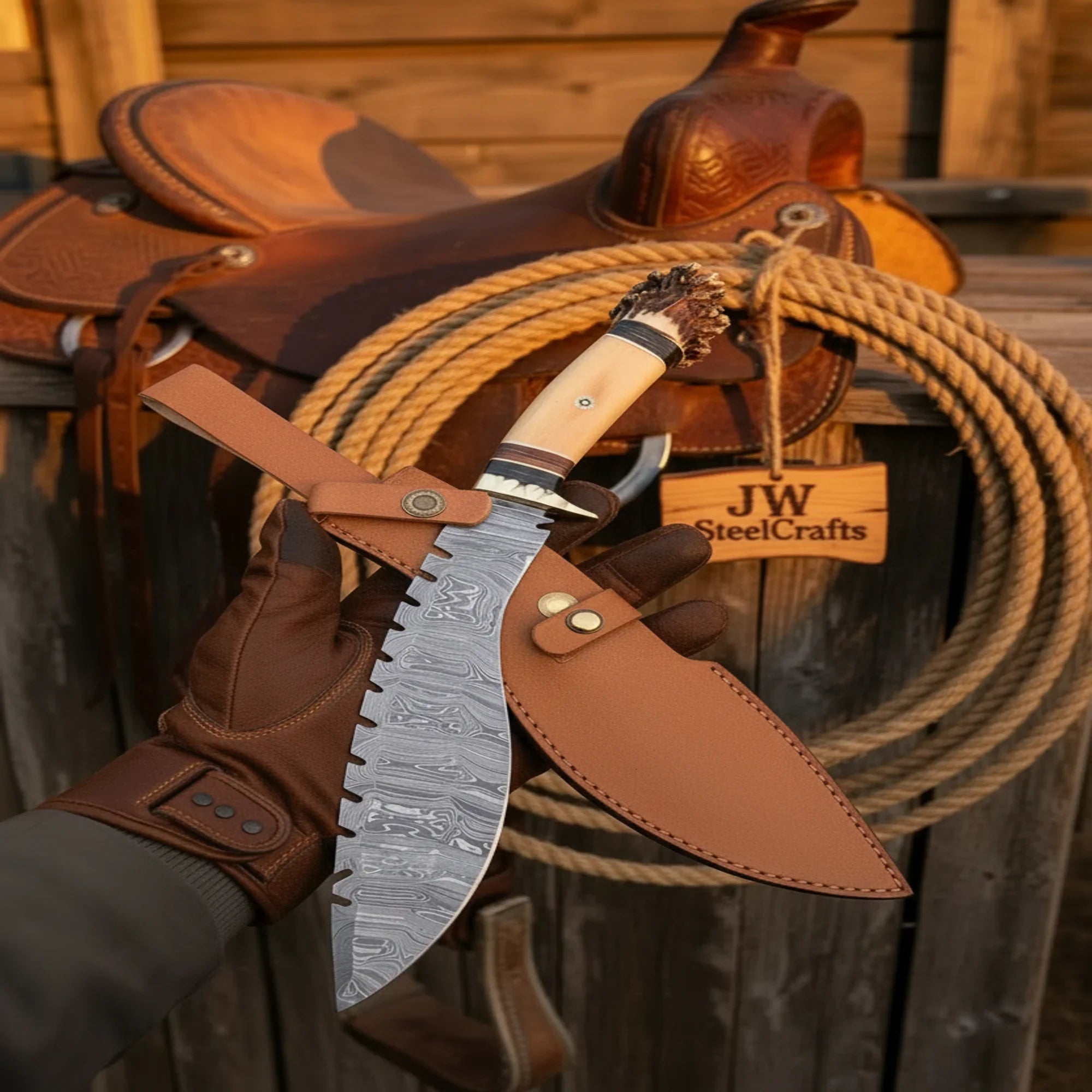 Chainpure Kukri with Camel Bone and Stag Horn Handle
