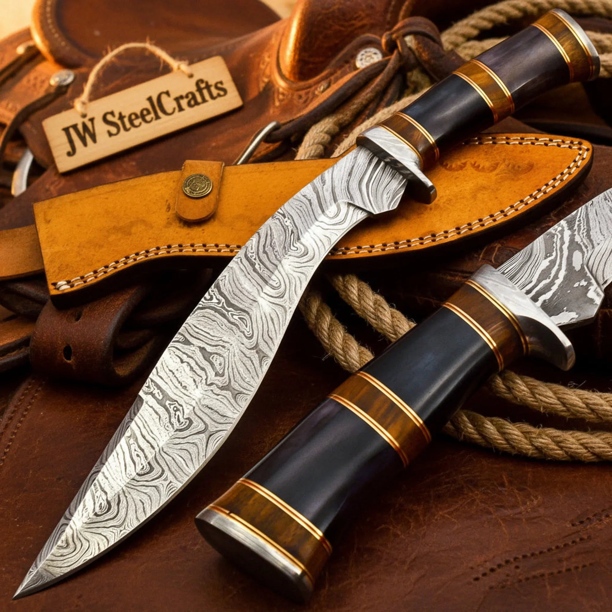 Ironwave Sovereign Kukri knife 15" Pakka Wood Handle Brass Spacer Gurkha Leather Sheath