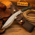 Damascus Serrated Kukri Knife 9" Green Micarta Handle Full Tang High Carbon Bushcraft