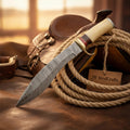 Hand Forged Western Bowie Knife 14" White Resin Handle Wood Spacer Brass Bolster Full Tang