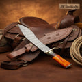 Damascus Scimitar Kukri Knife with Colored Bone Handle