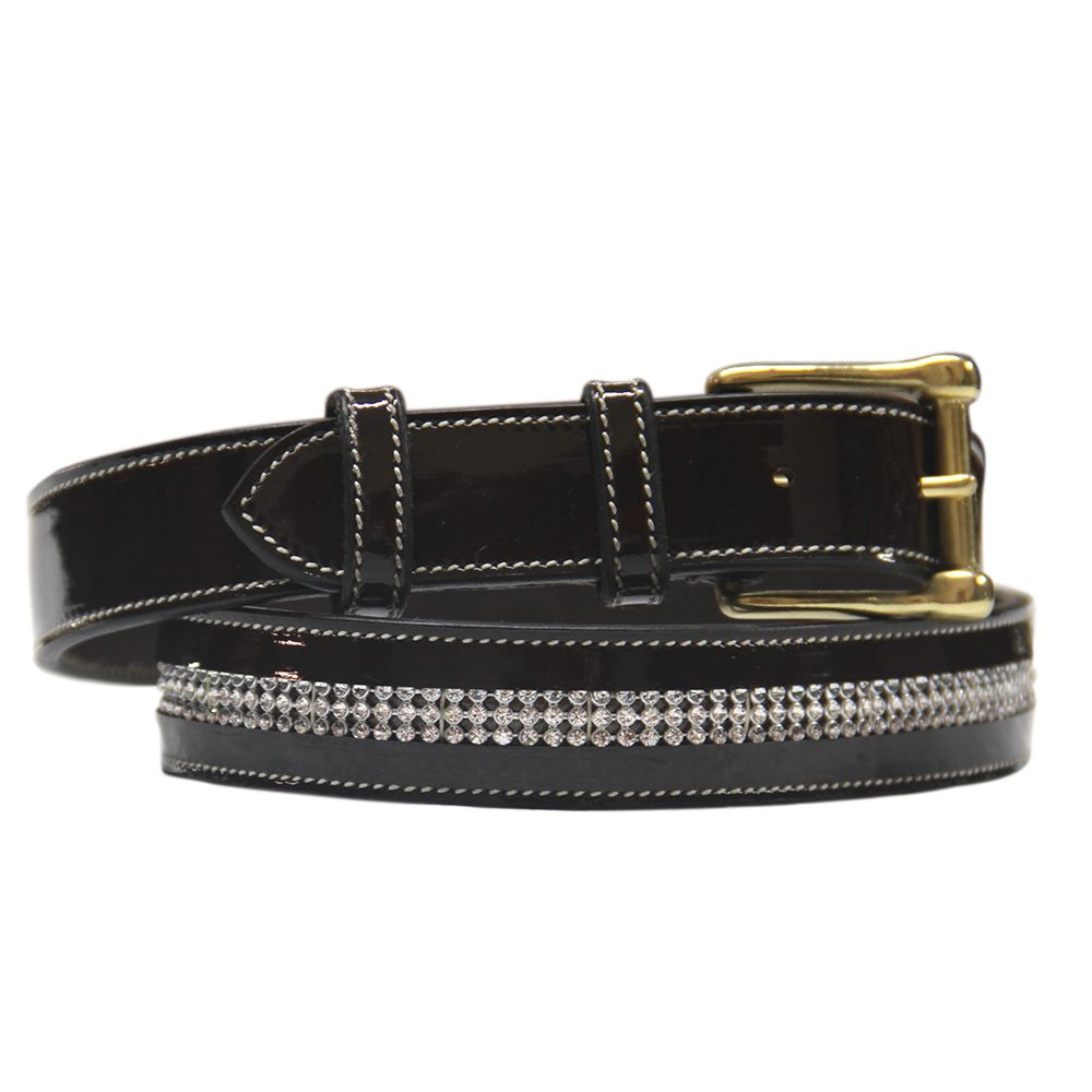 ExionPro Full Diamond Glossy Leather Belt by Bridles & Reins