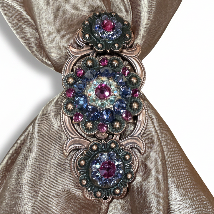 Copper Fuchsia - AB - Lilac Crystal Conchos | Sizes 1"- 3" | Buckles | Saddle Set | Leather Rosettes | Slide — view 15