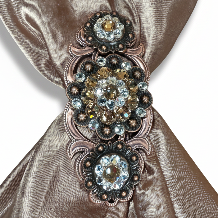 Copper Champagne - Clear Crystal Conchos | Sizes 1"- 3" | Buckles | Saddle Set | Leather Rosettes | Slide — view 15