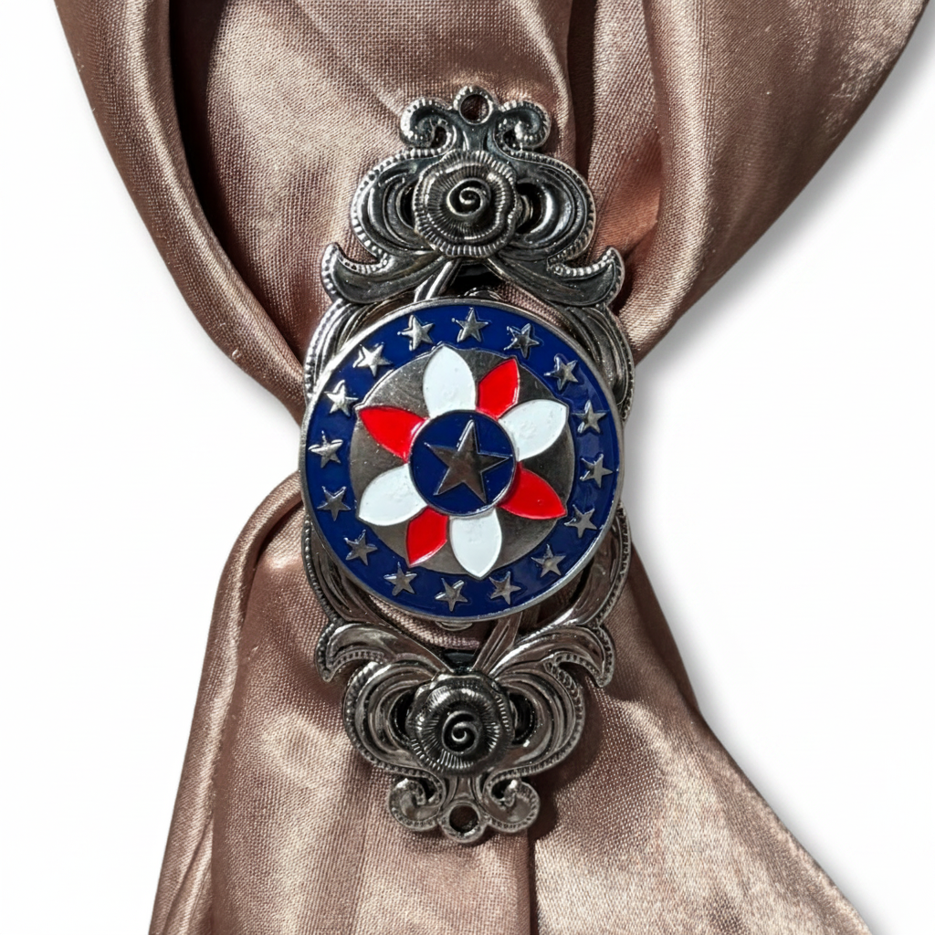 Antique Silver Red, White, and Blue Western Concho W274 — view 6