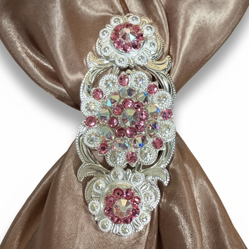 Bright Silver Pink - AB Crystal Conchos | Sizes 1"- 3" | Buckles | Saddle Set | Leather Rosettes | Slide — view 12