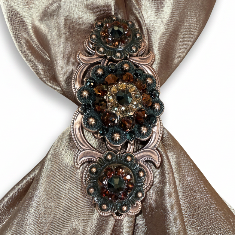 Copper Jet - Champagne - Topaz Crystal Conchos | Sizes 1"- 3" | Buckles | Saddle Set | Leather Rosettes | Slide — view 15