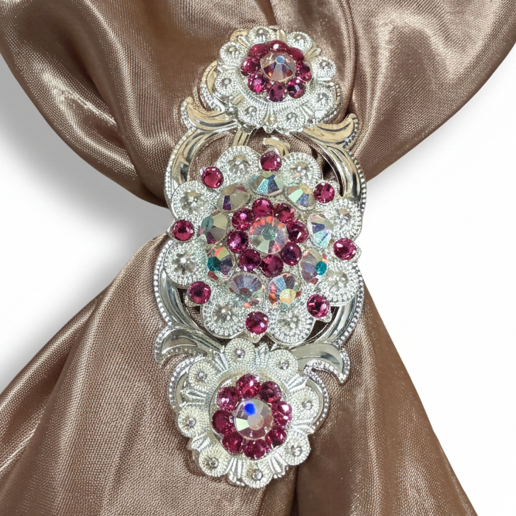 Bright Silver Fuchsia - AB Crystal Conchos | Sizes 1"- 3" | Buckles | Saddle Set | Leather Rosettes | Slide — view 12