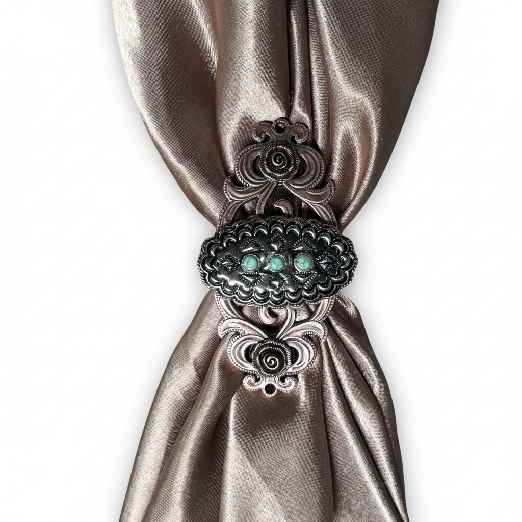 Antique Silver and Copper Oval Scallop Concho W261 — view 6