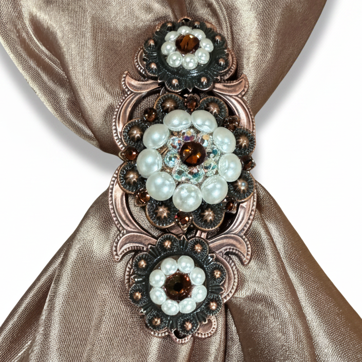 Copper Topaz - AB - Pearl Crystal Conchos | Sizes 1"- 3" | Buckles | Saddle Set | Leather Rosettes | Slide — view 15