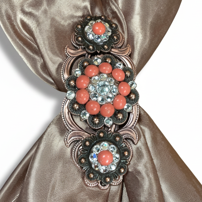 Copper Coral - Clear Crystal Conchos | Sizes 1"- 3" | Buckles | Saddle Set | Leather Rosettes | Slide — view 15