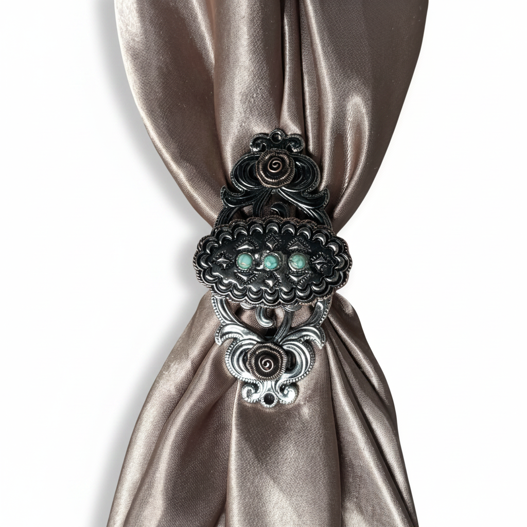 Antique Silver and Copper Oval Scallop Concho W261 — view 7