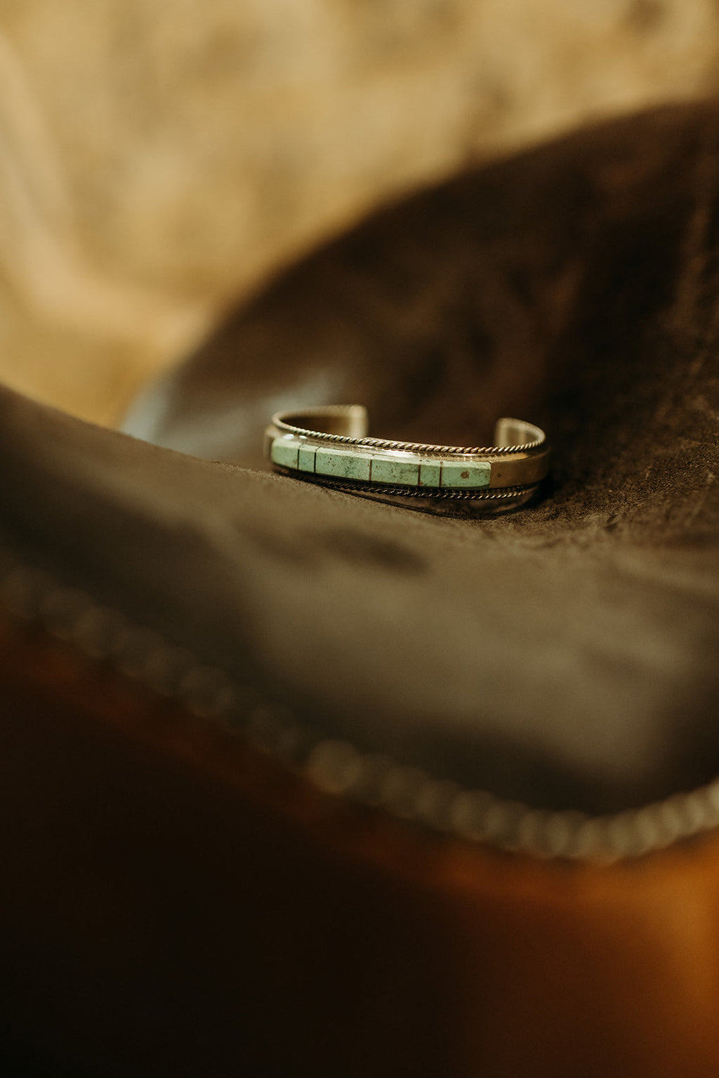 Kingman Turquoise Inlay Cuff Bracelet By Francis Yazzie