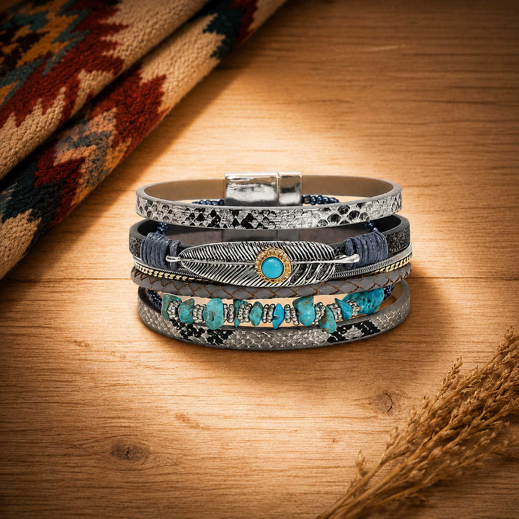 Silver Boho Multi Strand Wrap Bracelet