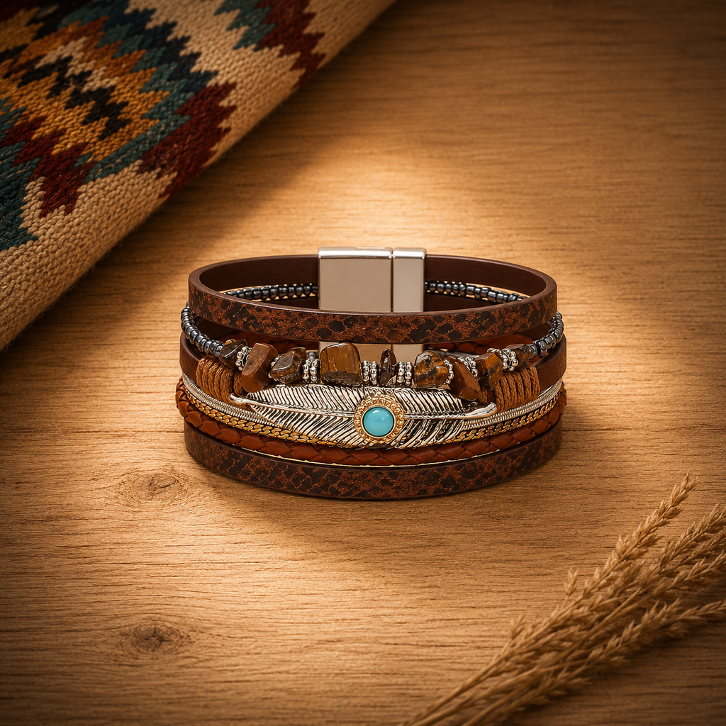 Russet Boho Multi Strand Wrap Bracelet