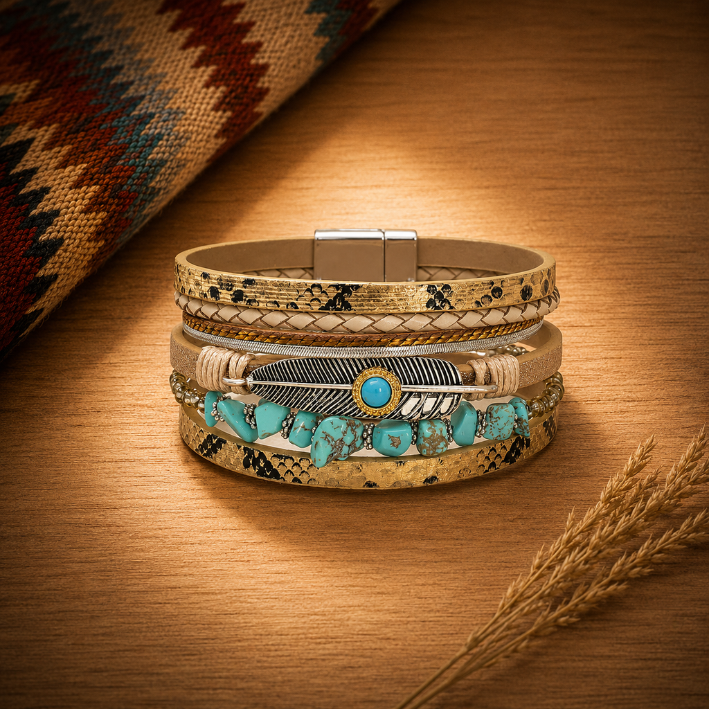 Gold Boho Multi Strand Wrap Bracelet