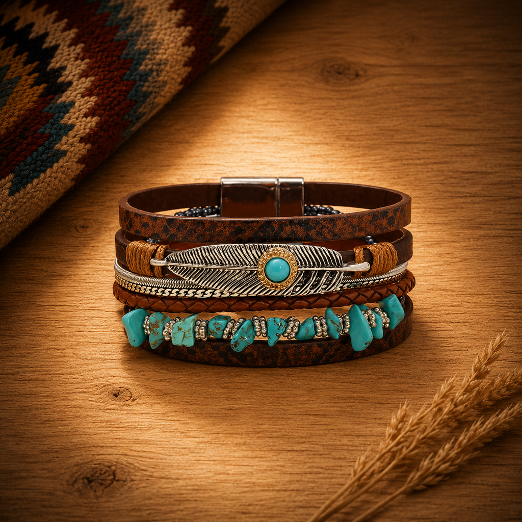 Brown Boho Multi Strand Wrap Bracelet