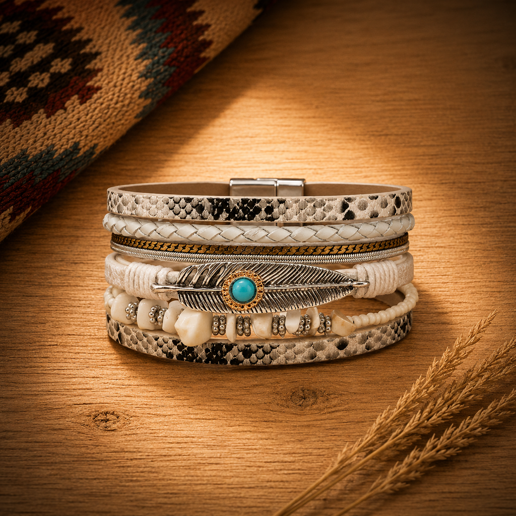 White Boho Multi Strand Wrap Bracelet