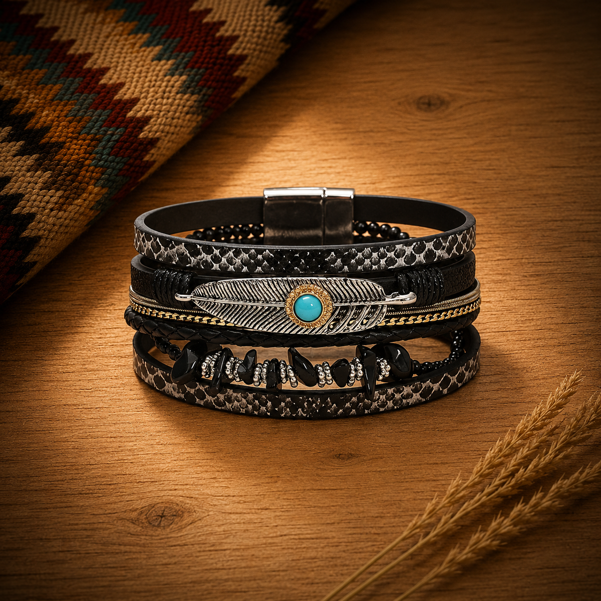 Onyx Boho Multi Strand Wrap Bracelet