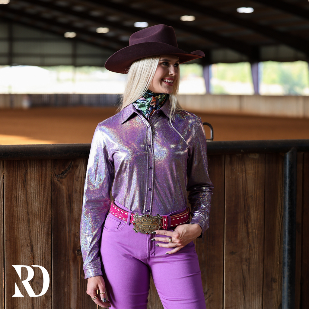 Lavender Sparkle Performance Rodeo Shirt — view 2