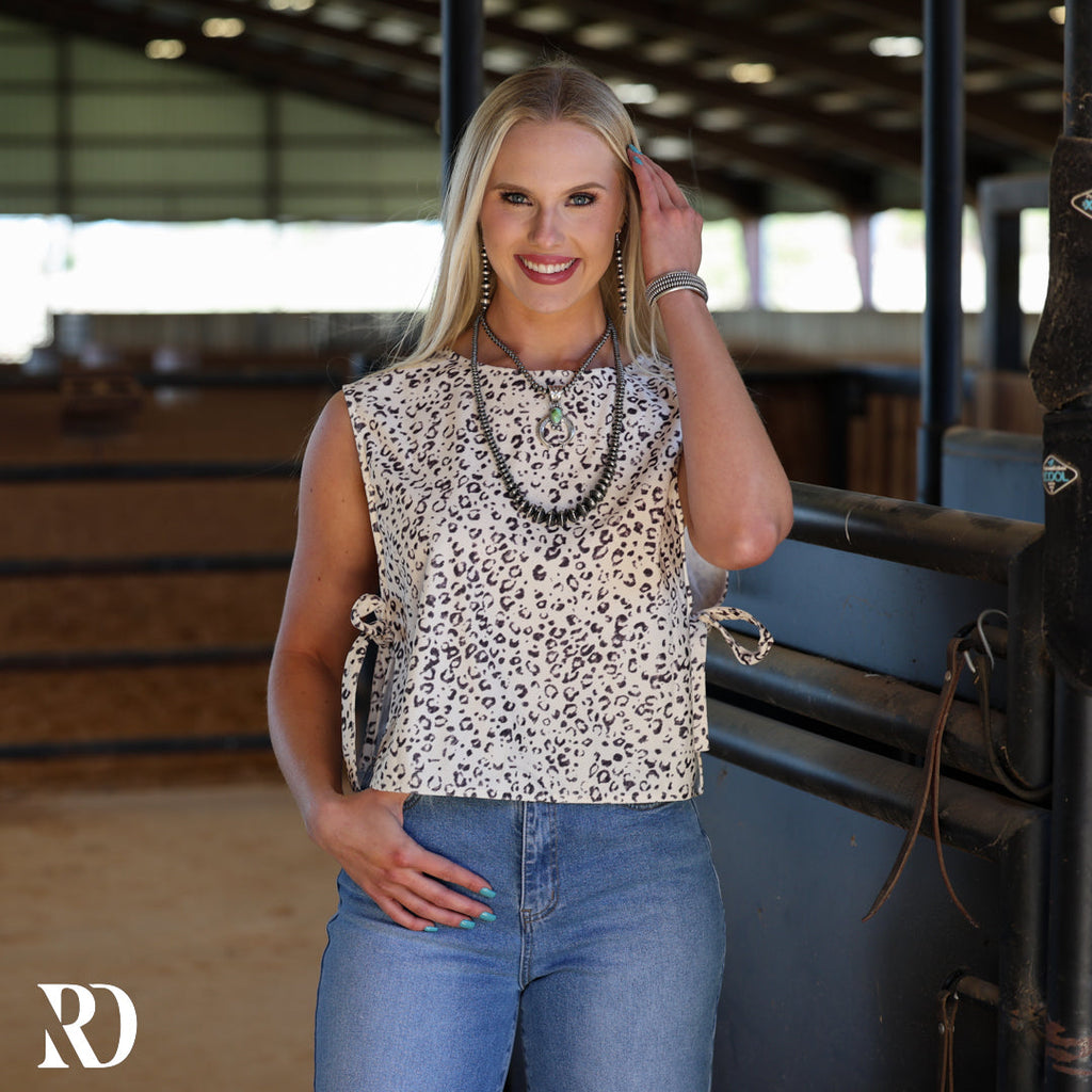 Lenna Side Tie Leopard | Top
