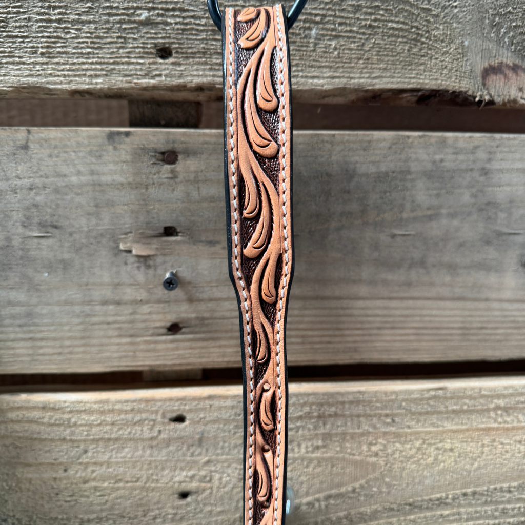 Floral Tooled Lariat & Leather Combo Halter #LH102 — view 3
