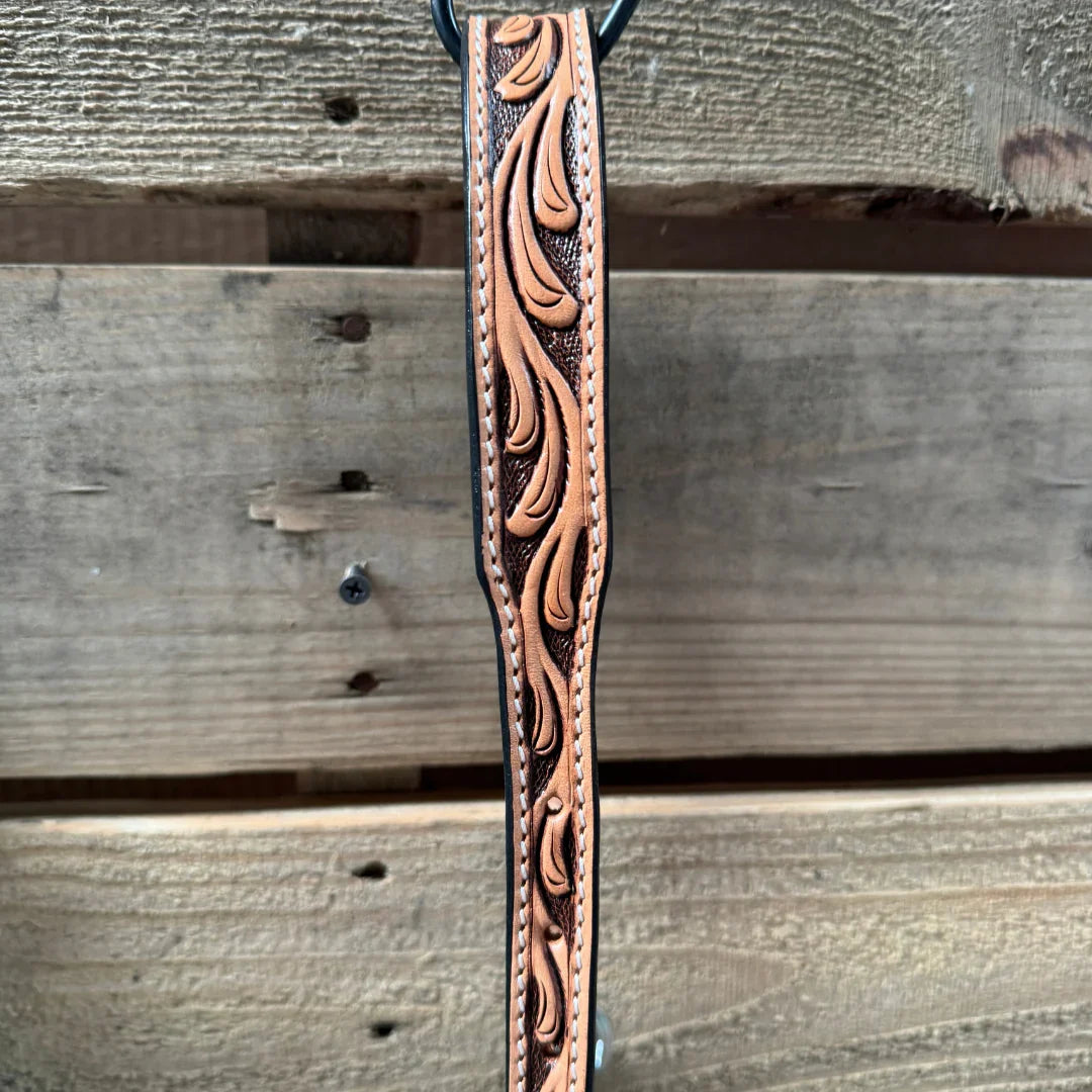Floral Tooled Lariat & Leather Combo Halter #LH110 — view 5