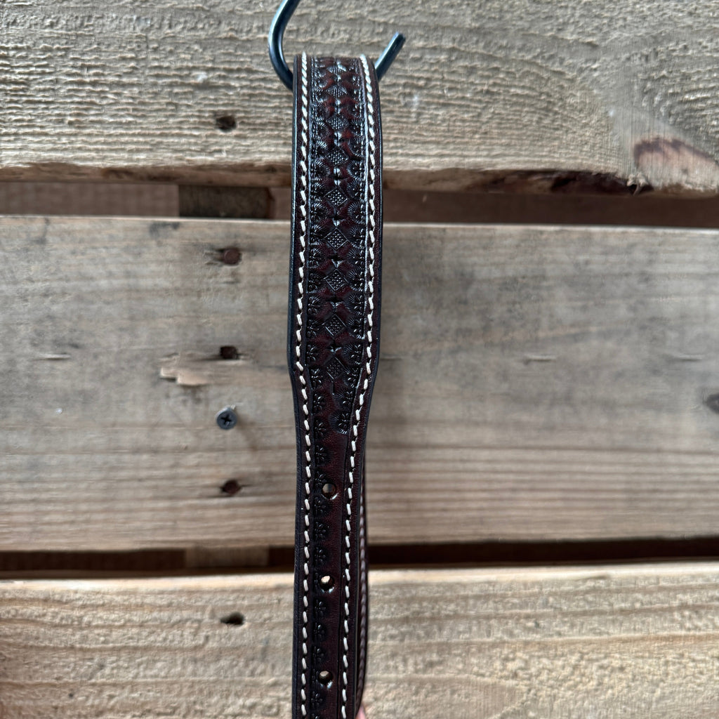 Turquoise Honeycomb Tooled Lariat & Leather Combo Halter — view 3