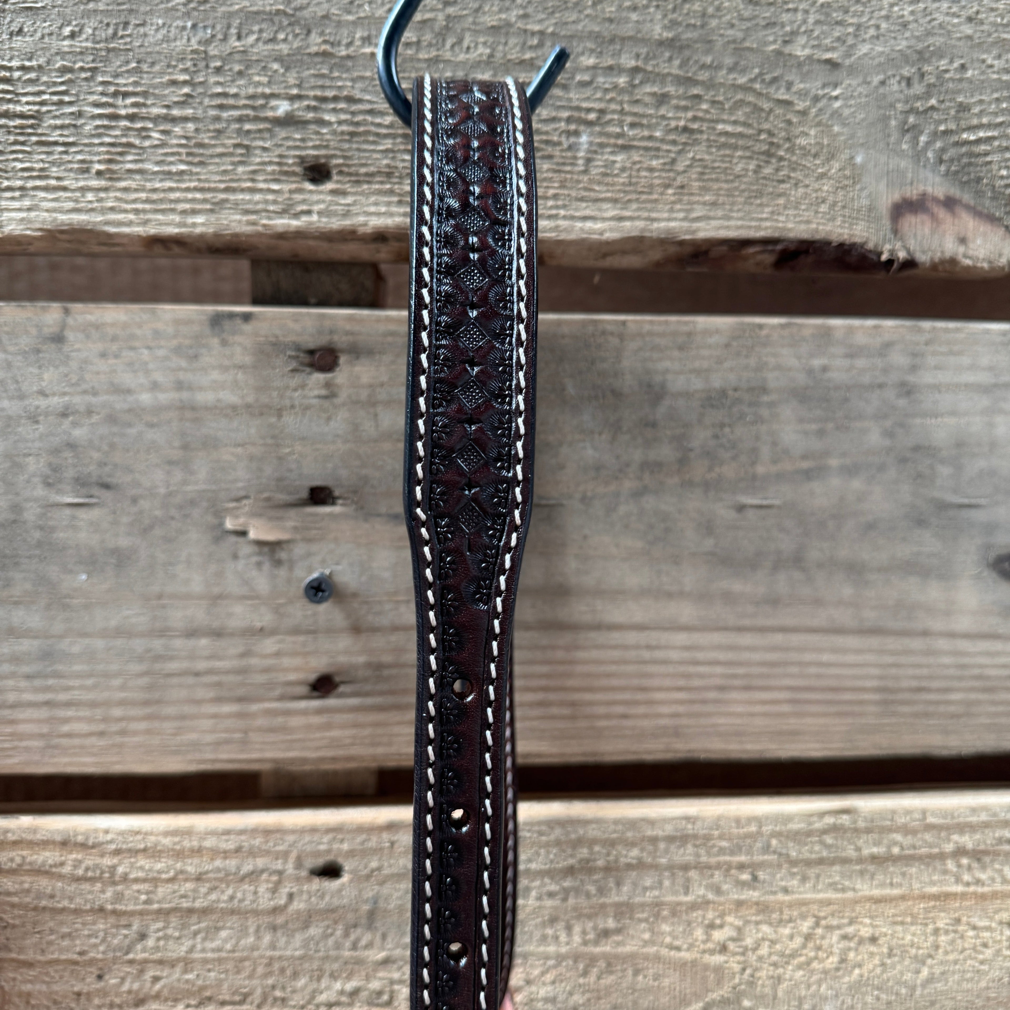 Turquoise Honeycomb Tooled Lariat & Leather Combo Halter — view 3