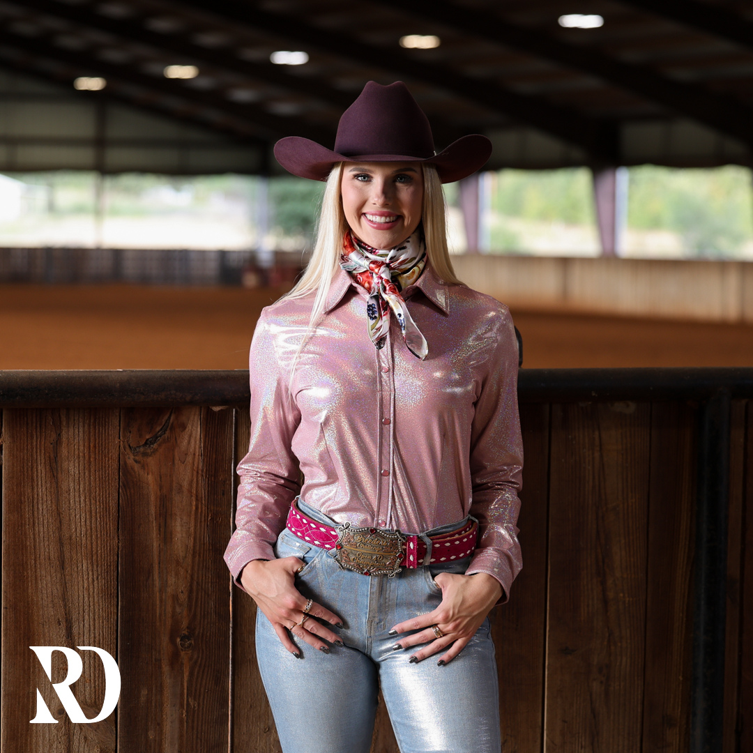 Light Rose Sparkle Performance Rodeo Shirt