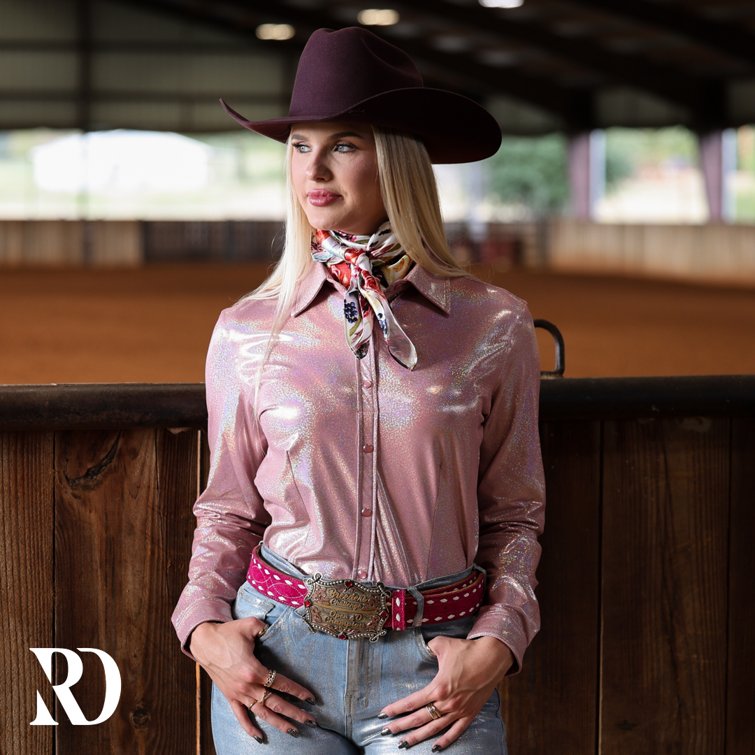 Light Rose Sparkle Performance Rodeo Shirt — view 2