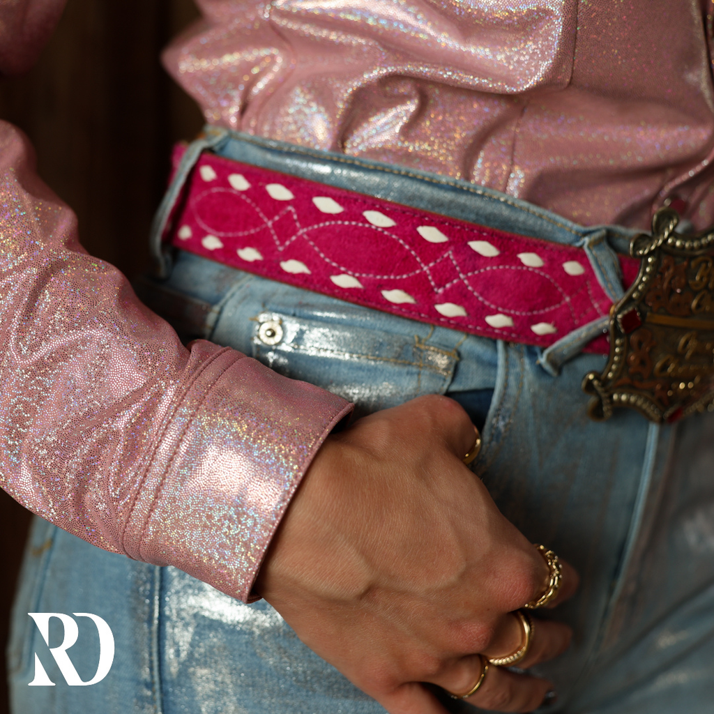 Light Rose Sparkle Performance Rodeo Shirt — view 3