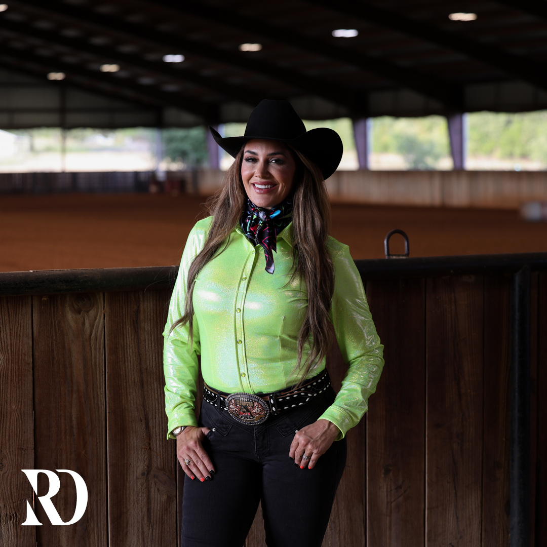Lime Sparkle Performance Rodeo Shirt — view 2