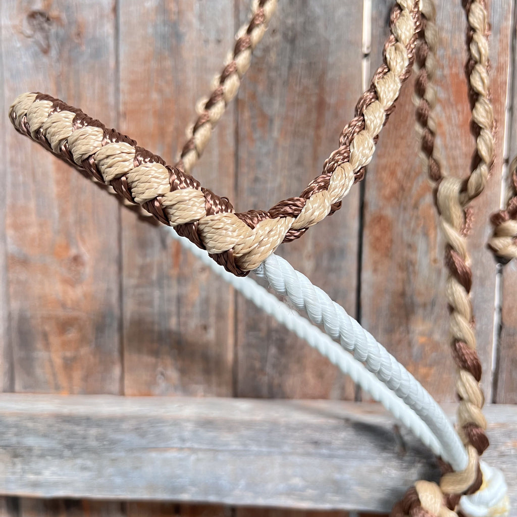 Brown and Tan Lariat Noseband Mule Tape Halter — view 2