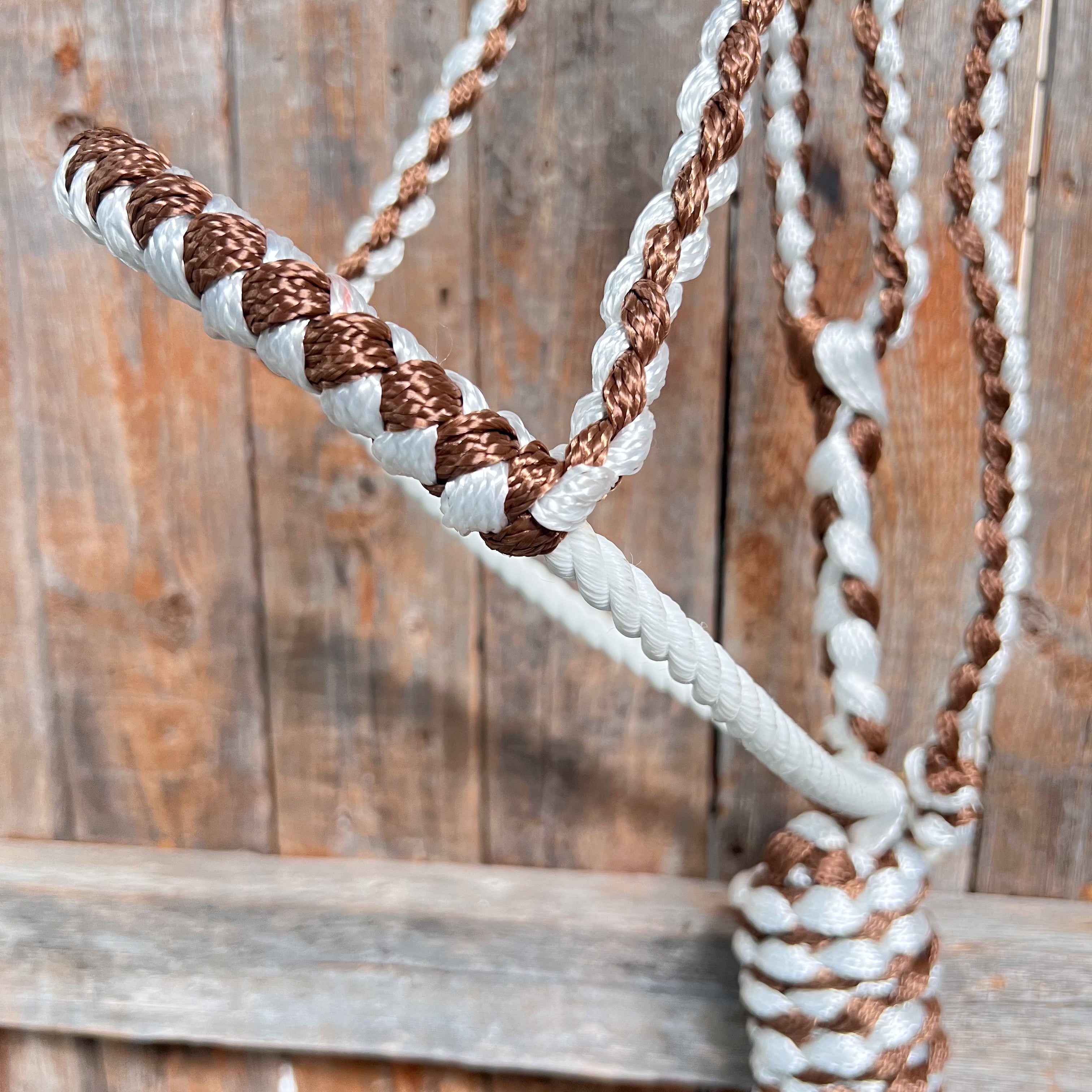 Brown and White Lariat Noseband Mule Tape Halter — view 2