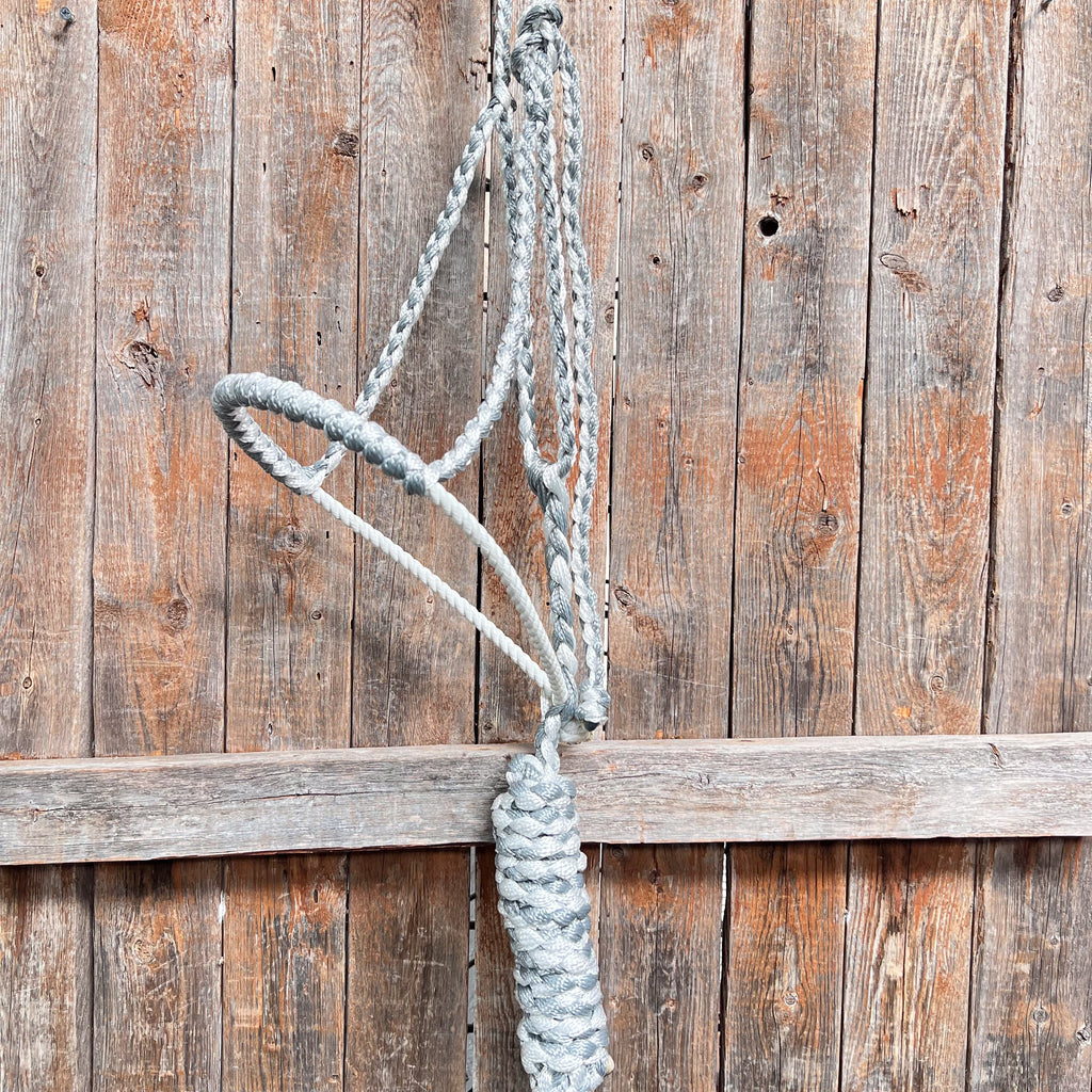 Grey and White Lariat Noseband Mule Tape Halter — view 3