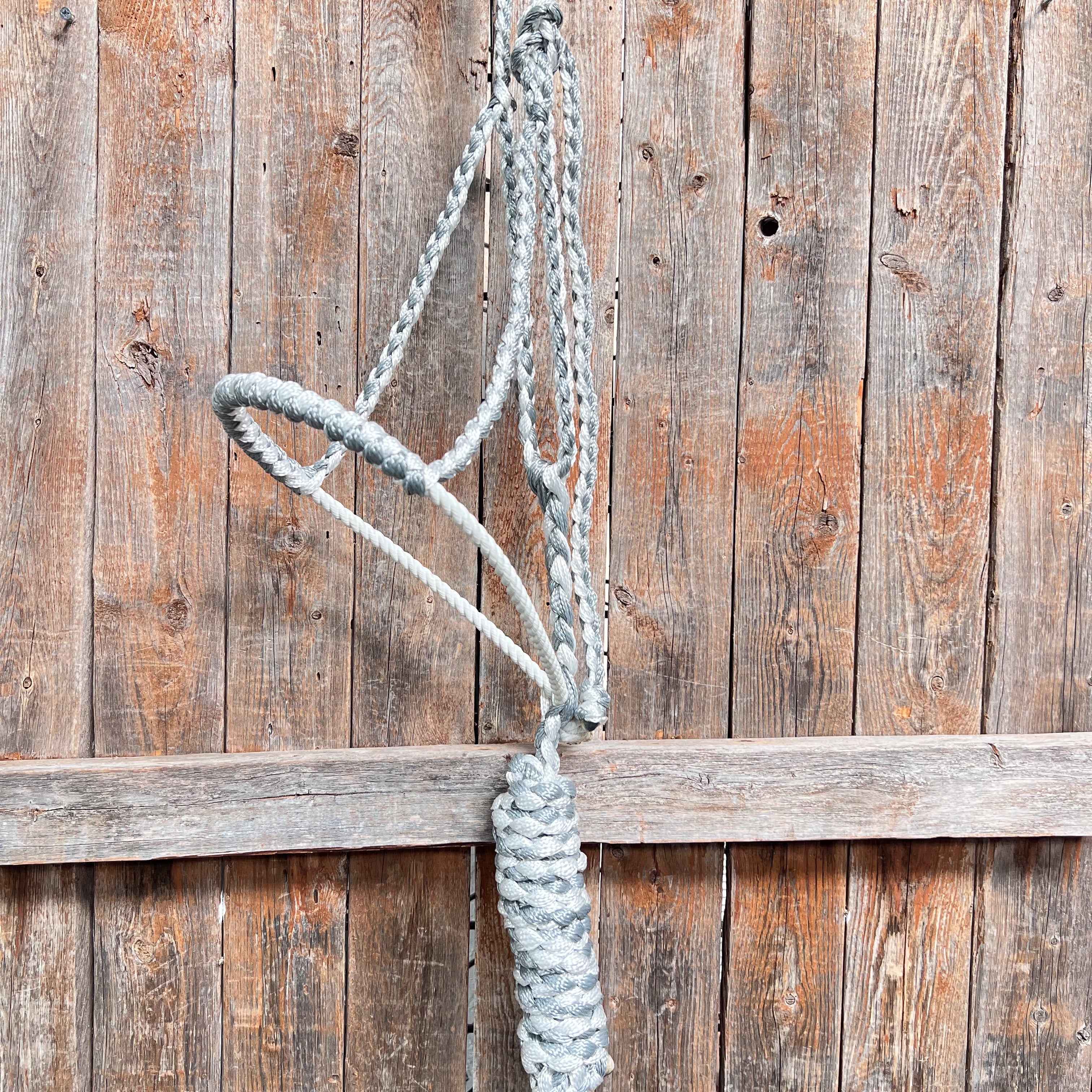 Grey and White Lariat Noseband Mule Tape Halter — view 3