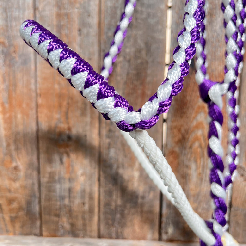 Purple and White Lariat Noseband Mule Tape Halter — view 2