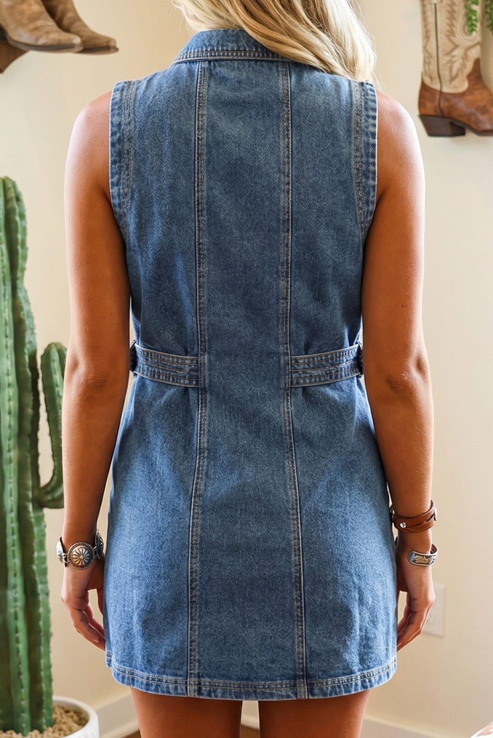 Loretta Belted Denim | Dress — view 8