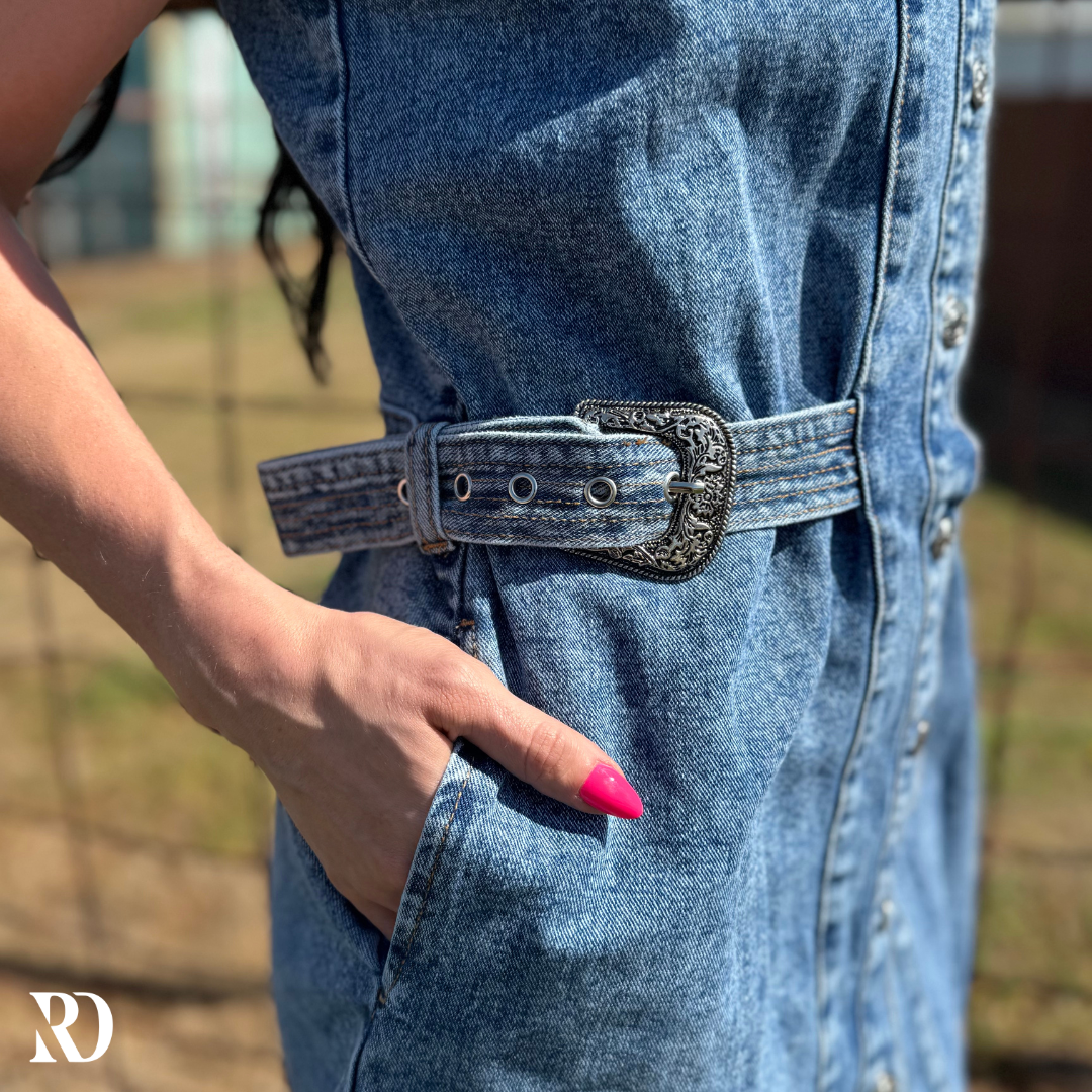 Loretta Belted Denim | Dress — view 4