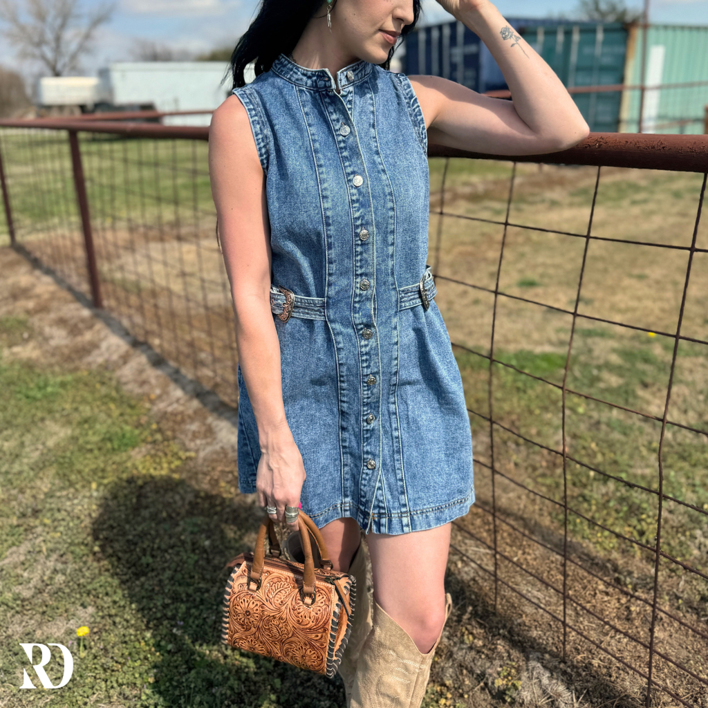 Loretta Belted Denim | Dress — view 2