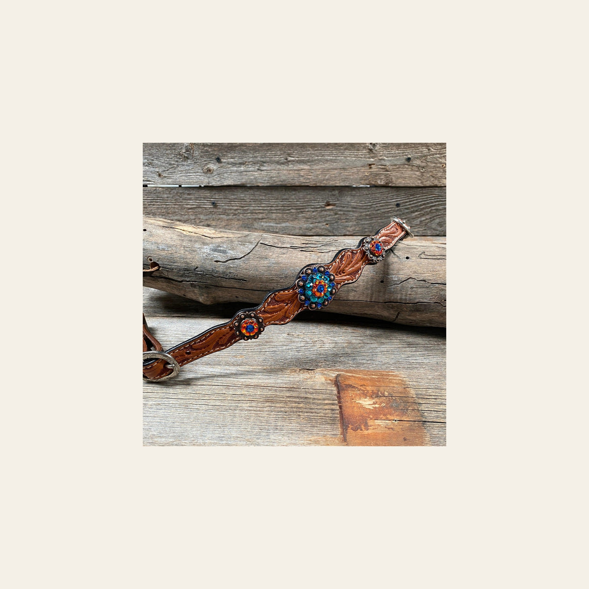 Light Oil Floral Wither Strap #WS111 on a warm cream background