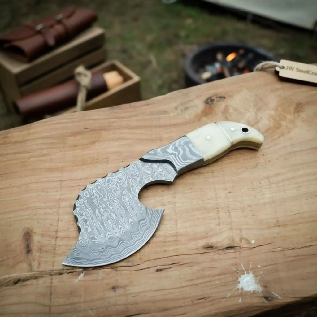 Damascus Cleaver Hatchet with Broad Forged Blade