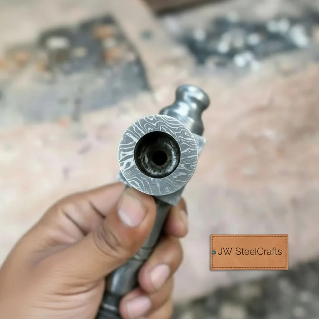 Damascus Steel Tabar Style Hand Axe with Crescent Edge and Spike | JW SteelCrafts