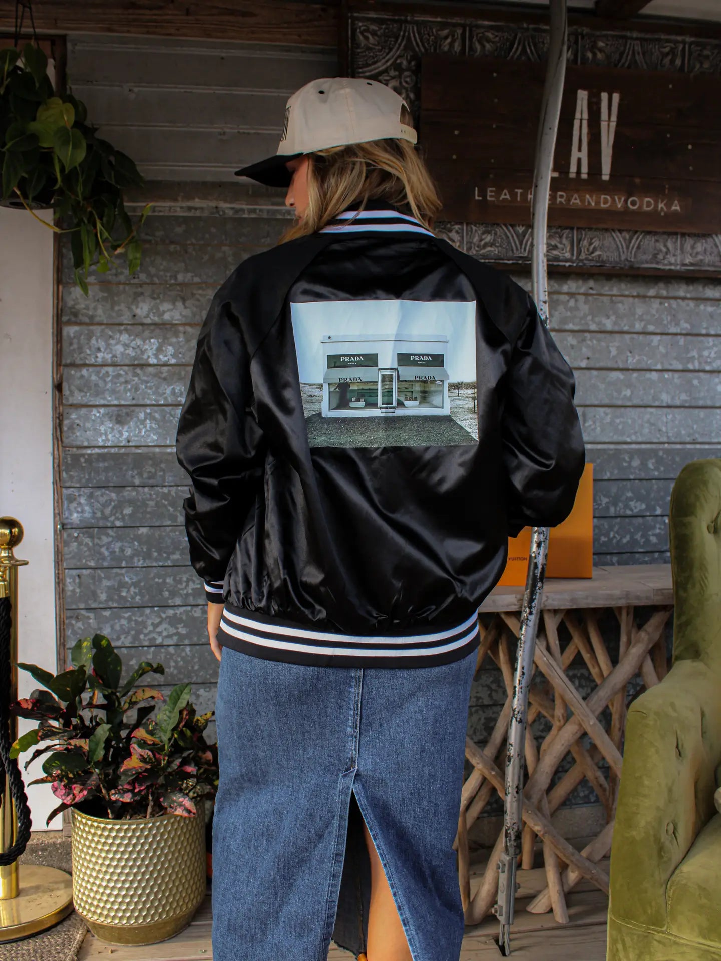 Marfa Lights Satin Bomber | Jacket — view 2