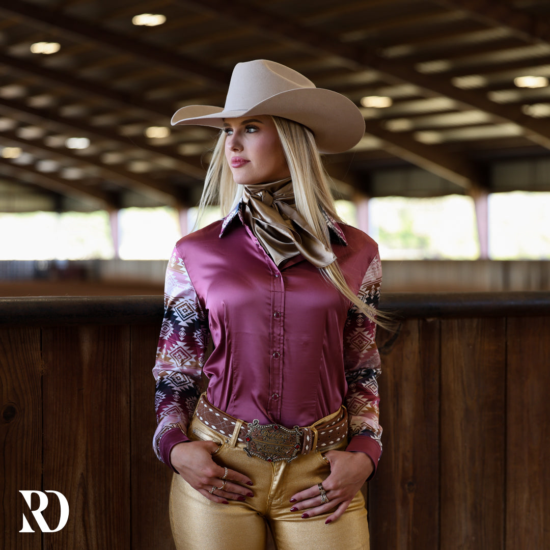 Marianna Aztec Satin Performance Rodeo Shirt — view 2
